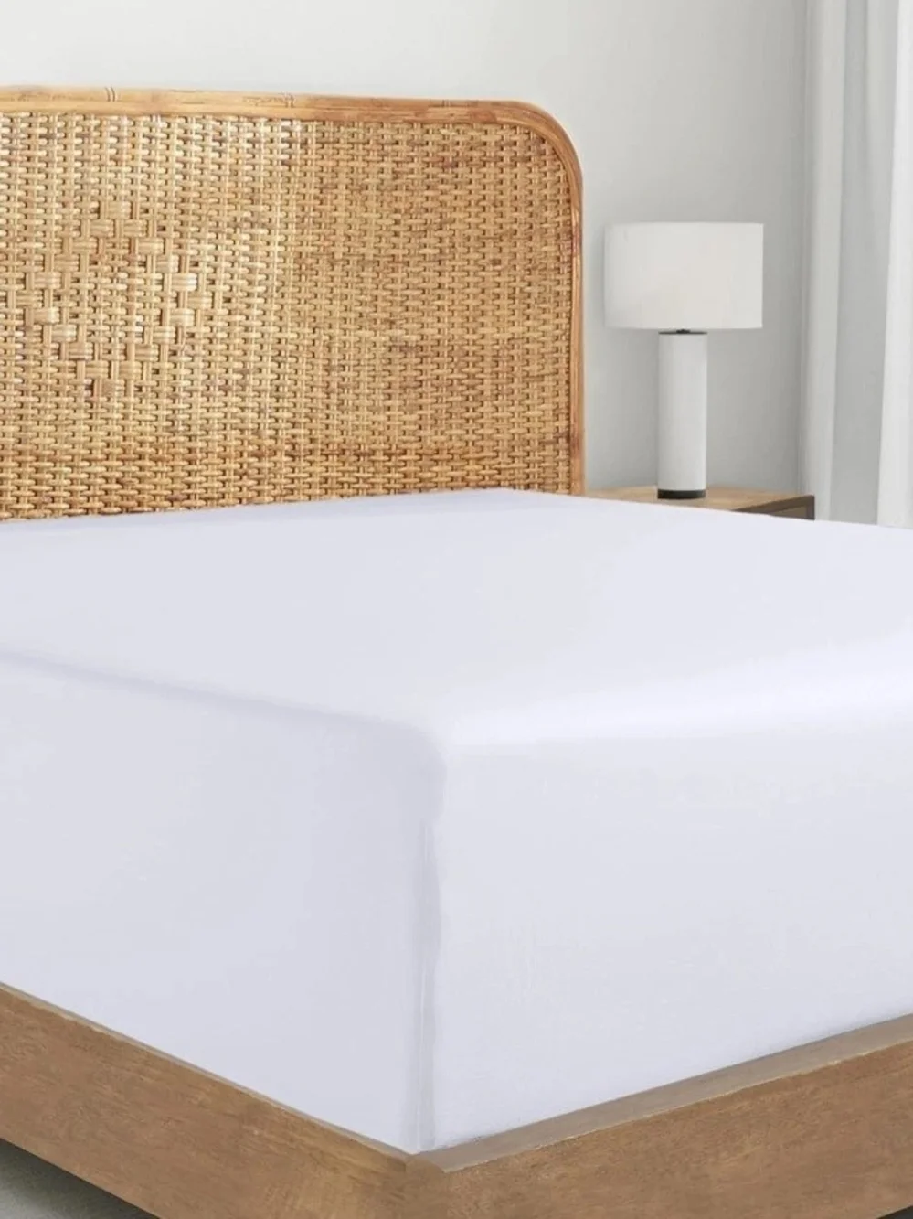 New Organic Cotton King Size Fitted Sheet California Design Den Percale White